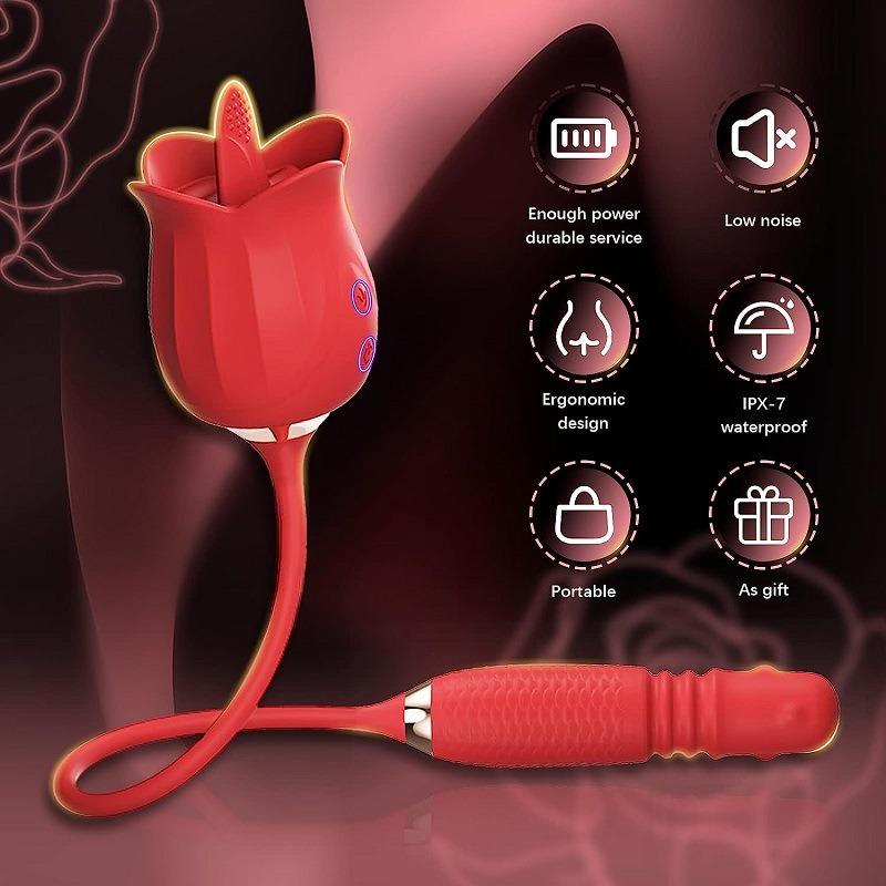 Роуз Язык Лизать 360 Вращающийся Шариковый Вибратор Телескопический Вибрационный Массажер Для Женщин Мастурбация Женская Точка G Киска Секс-Игрушки