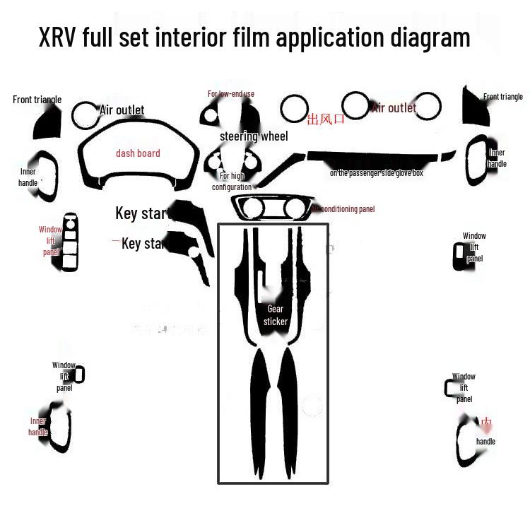 Honda XRV Vezel Консоль переключения передач Наклейки для интерьера из углеродного волокна