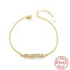 S925 Sterling Silver Zircon Letter Mama Bracelet, Micro-Inlaid Zircon Mother Gift.