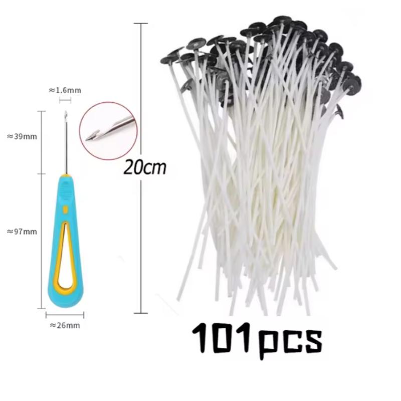 100pcs Waxed Cotton Candle Wicks Set with Stand Original Smokeless Candle Wicks Soy Oil Wax Core Woven Making Candles Supplies