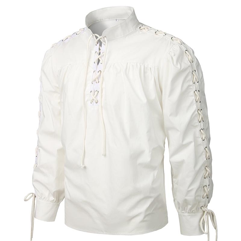Модная классическая рубашка, средневековая пиратская рубашка, мужская повязка с длинным рукавом, готическая рубашка воина