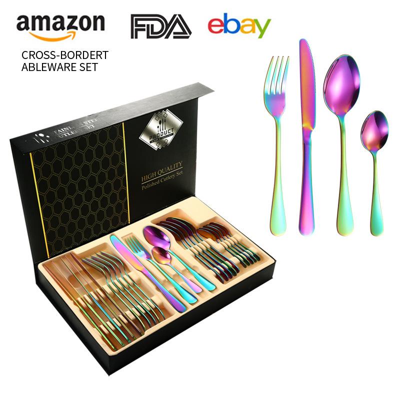 1010 Stainless Steel Tableware 24-piece Gift Box Set Hotel Western Tableware Steak Knife Fork Spoon Western Tableware Gift Box