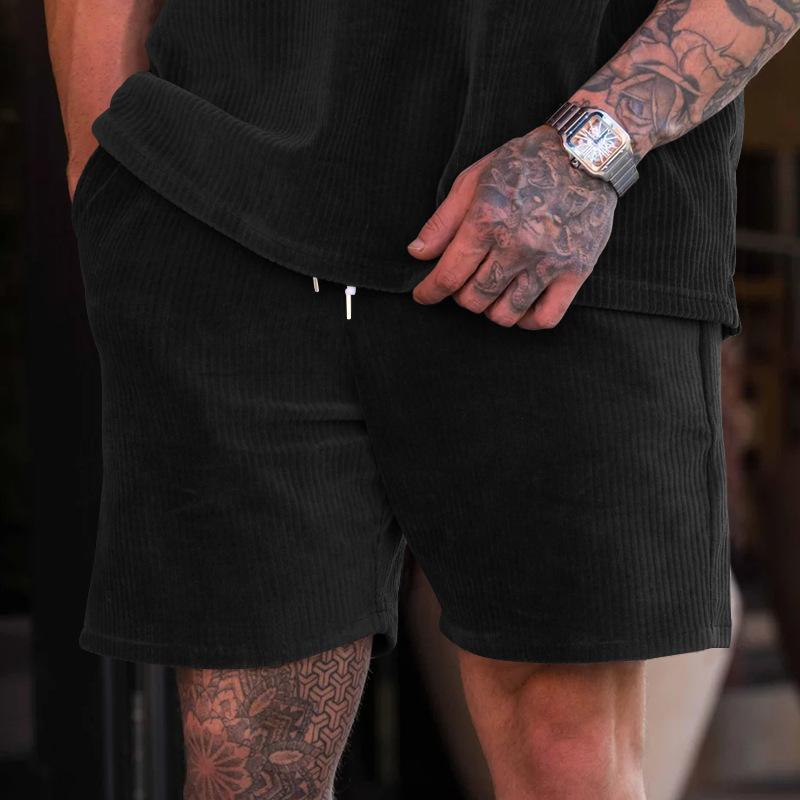 Летние модели однотонные шорты на шнуровке мужские спортивные штаны вельветовые простые повседневные пять мужских брюк