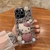 Роскошный чехол для мобильного телефона Apple iPhone16, полностью инкрустированный стразами, с изображением кота KT, подходит для iPhone 17promax, мультяшный, 14, стразы, 13, защитный чехол