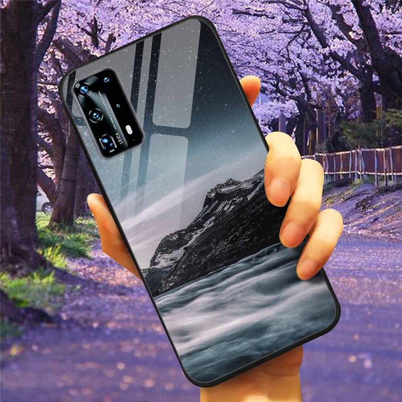 Для Huawei P40 Lite / P40Pro Чехол P 40 Закаленное Стекло Звездный Мрамор Жесткая Задняя Крышка для Huawei P40 Pro / P40Lite E Чехлы Coque