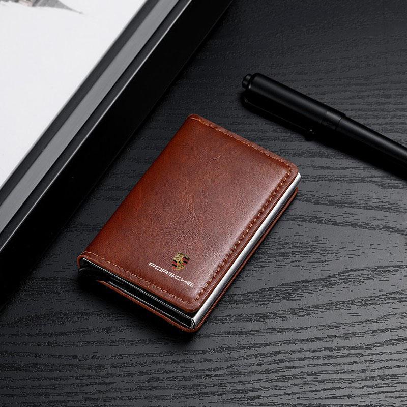 1Pcs Leather Car Driving Document Bag ID Passport Card Wallet Card Pouch For Porsche Cayenne Panamera Macan Boxster 911 Carrera-GT 944 918 917