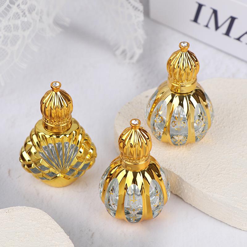 13Ml Roll On Bottle Glass Mini Essential Oil Container Portable Cosmetic Vials Blending Perfume Bottle Gold Empty Roll-On Bottle