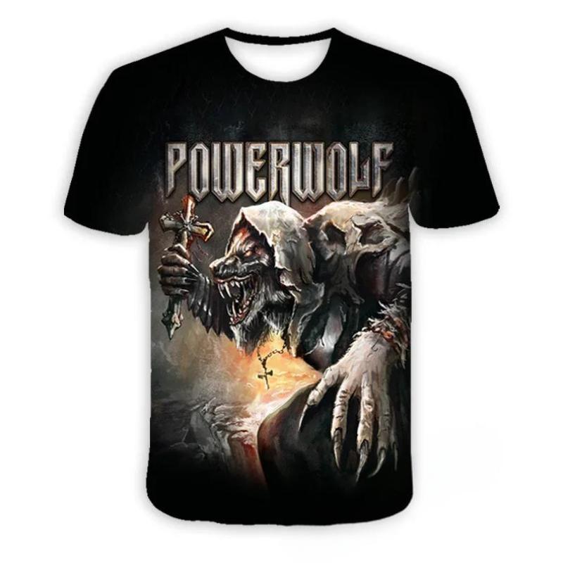 Powerwolf Рок-группа 3D Печать Летние Футболки Мужчины Женщины Повседневная Мода Оверсайз С коротким рукавом Футболка Мужские Футболки Топы Одежда для Мужчин
