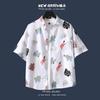Пляжная рубашка с цветочным принтом, модная футболка с короткими рукавами, мужская летняя тонкая свободная рубашка в стиле ретро, ​​Гавайская повседневная куртка-рубашка
