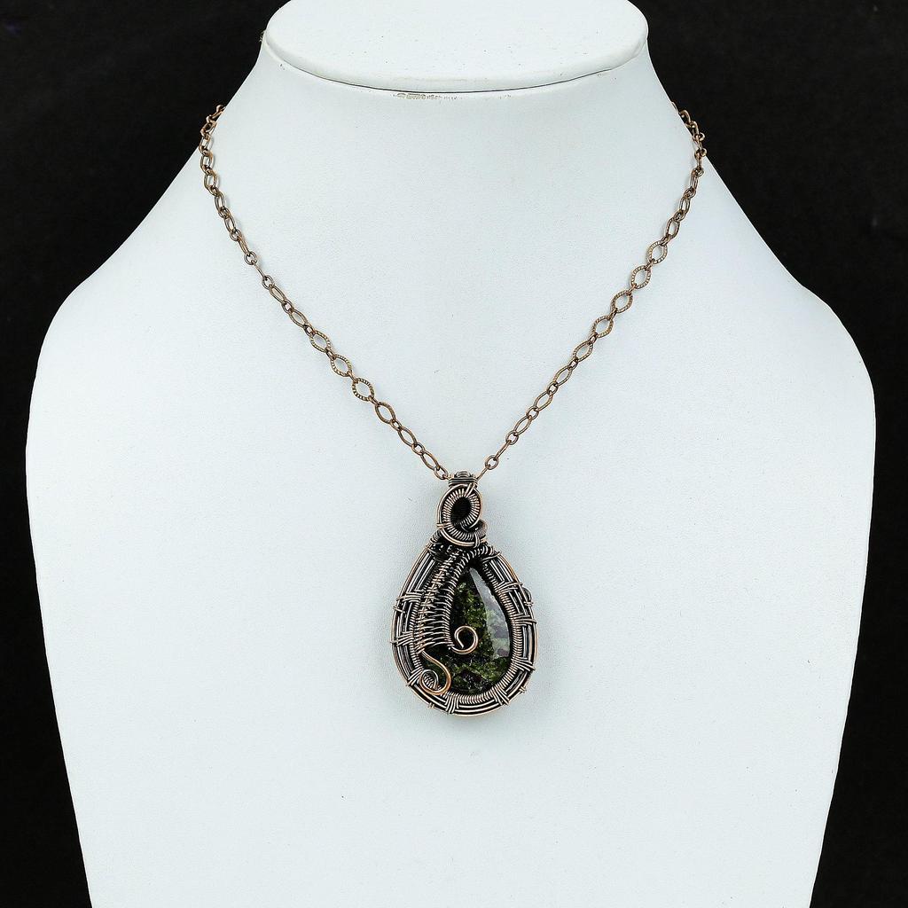 Элегантный Драгоценный Камень Яшмы Крови Дракона Чистая Медная Проволока Обернутая Ювелирные Изделия Кулон Ручной Работы