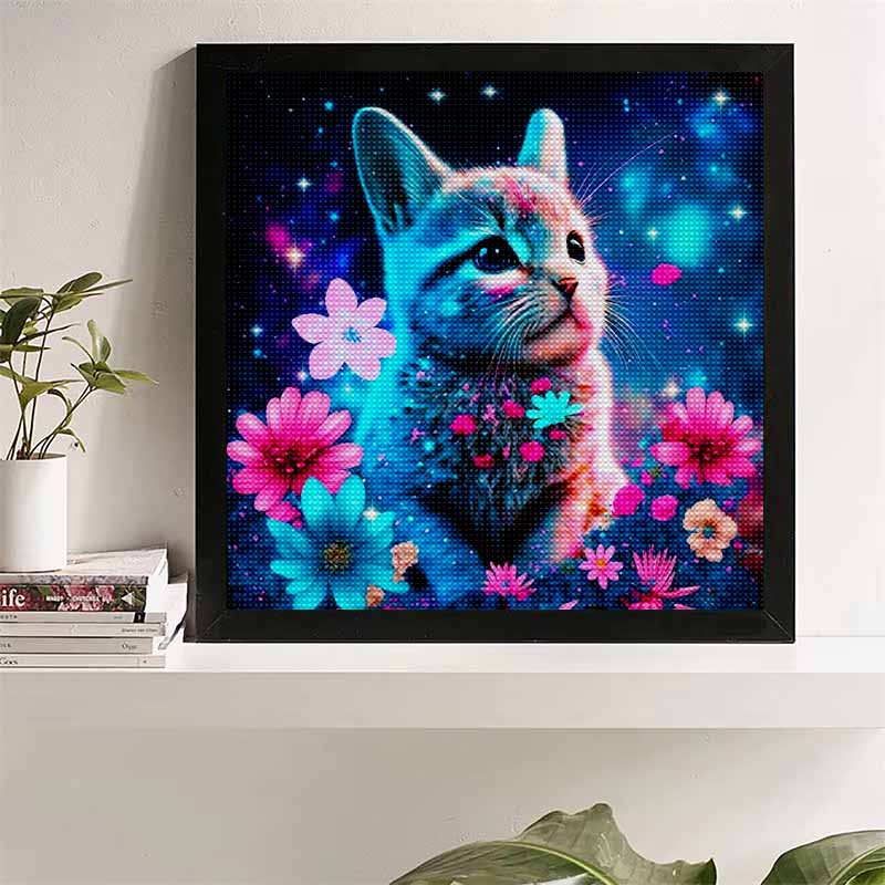 Новое поступление 5D DIY Полный круг Алмазная мозаика «Цветы и кошки» Вышивка Крестиком Декор для дома Подарок