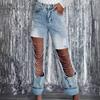 Early Spring Big Ripped Jeans Women's Chain Hanging Straight-leg Pants