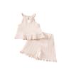 Girls' Off-Shoulder Set - Sleeveless Top & Flounce Shorts