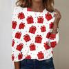 Women's Fashion Casual Long Sleeve Christmas Printed Round Neck Top