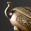 Mini Incense Coil Burner Chinese Style Vintage Hollow Dual-ears Three-Legged Zinc Alloy Incense Cone Holder Home Office Desktop Decoration