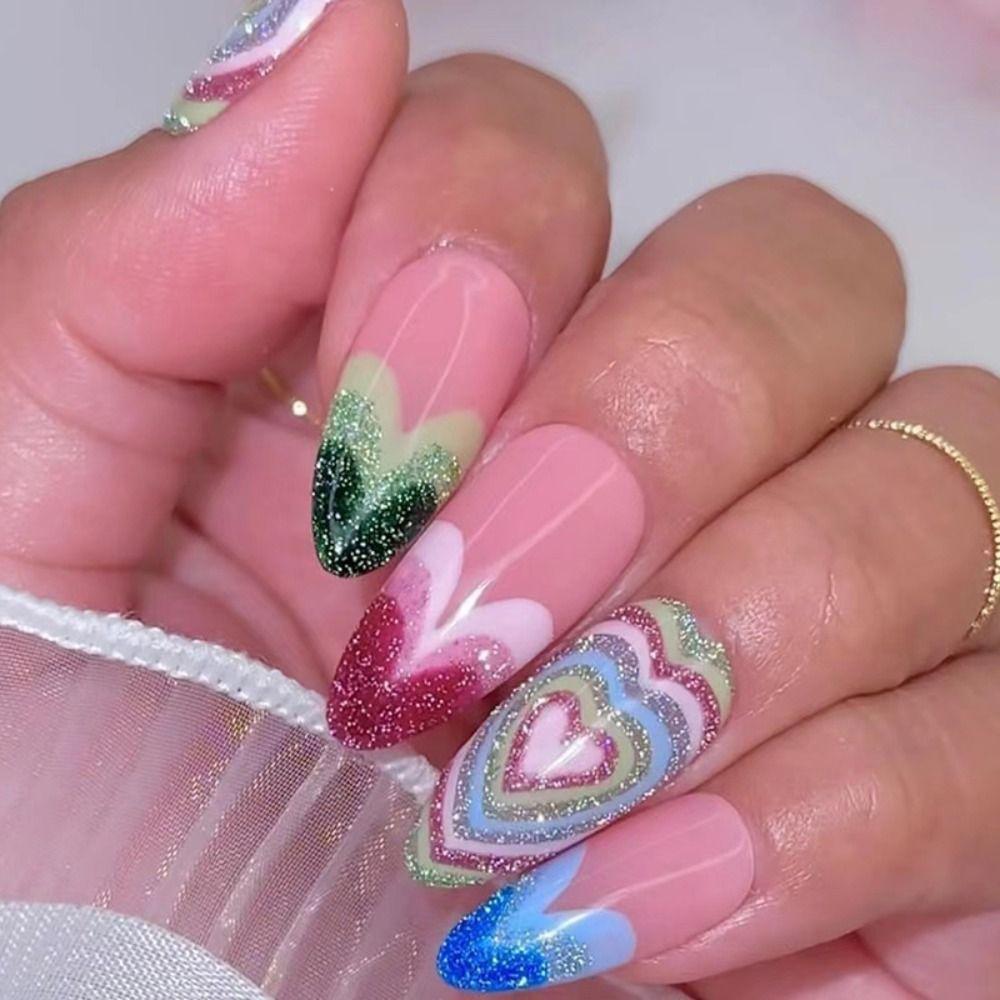 Длинные накладные ногти миндаль и балерина френч пресс на ногтях маникюр типсы для женщин