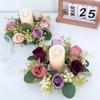 1pc Candle Light&1pc Candlestick Garland,Candle Wreath Candle Holder Artificial Plant Wreath Artificial Flowers Ring Table Decor