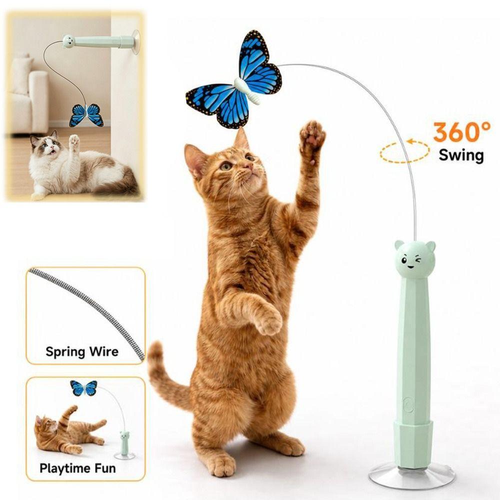 Electric Rotating Electric Butterfly Cat Toy Suction Cup Base Automatic Cat Toy Pet Gifts