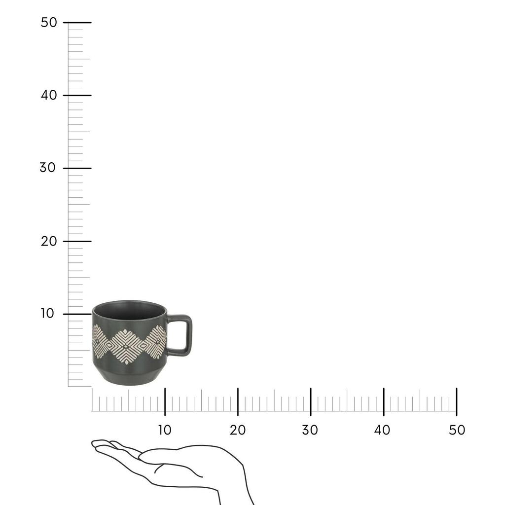 Mosquito STONEWARE MUG, black, 380ml, square pattern