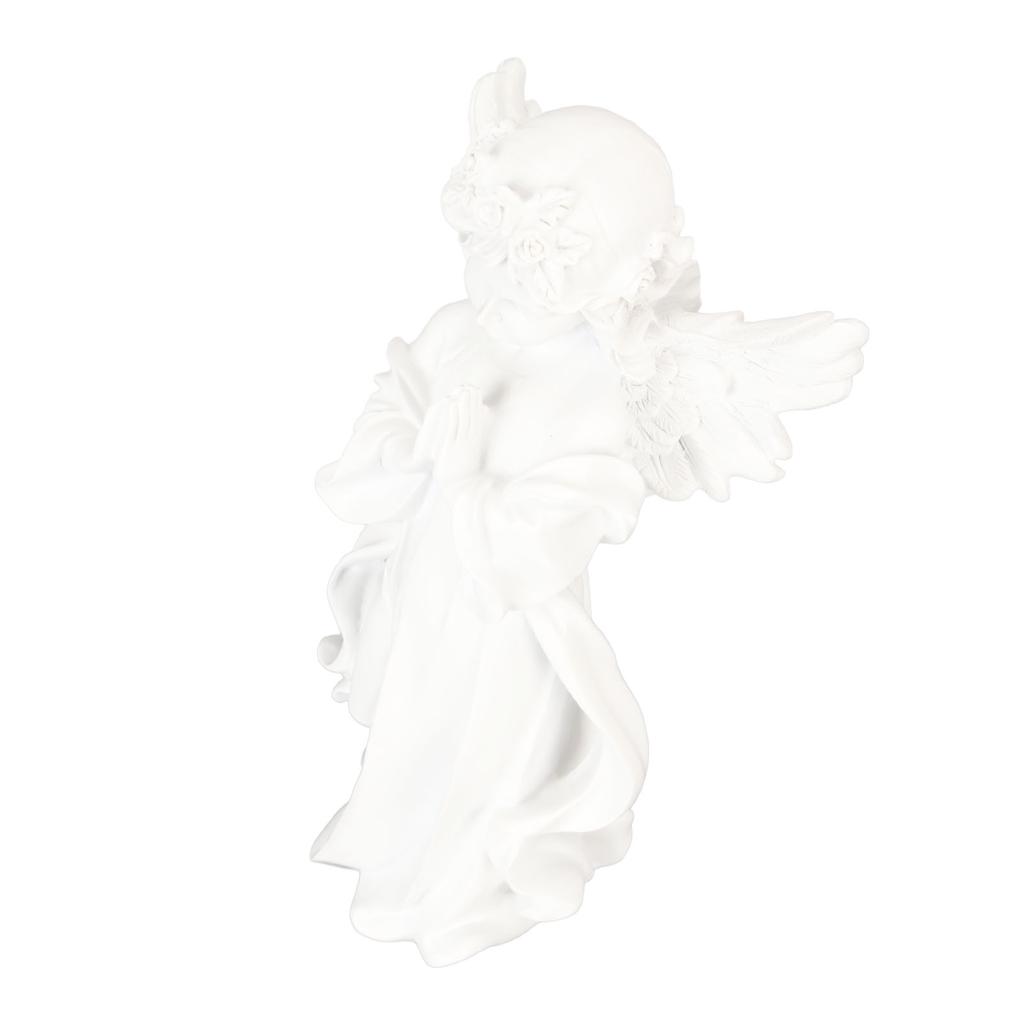 Статуэтка младенца-ангела белая высотой 10,8 дюйма, ручная резьба, богатая деталями, смоляная фигурка херувима для сада