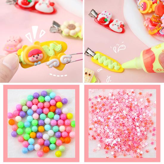 1 комплект, заколка для волос, материал «сделай сам», крем с имитацией мультфильма, быстросохнущий клей, шлейф, креативные блестки