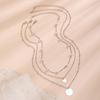 Multi-layer chain cold wind necklace, simple imitation pearl geometric disc sweet necklace