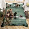 Комплект постельного белья с изображением морских выдр, 3 предмета, пододеяльник с изображением подводных животных, комплект пододеяльников с изображением морской жизни и океана, мягкий полиэстеровый пододеяльник