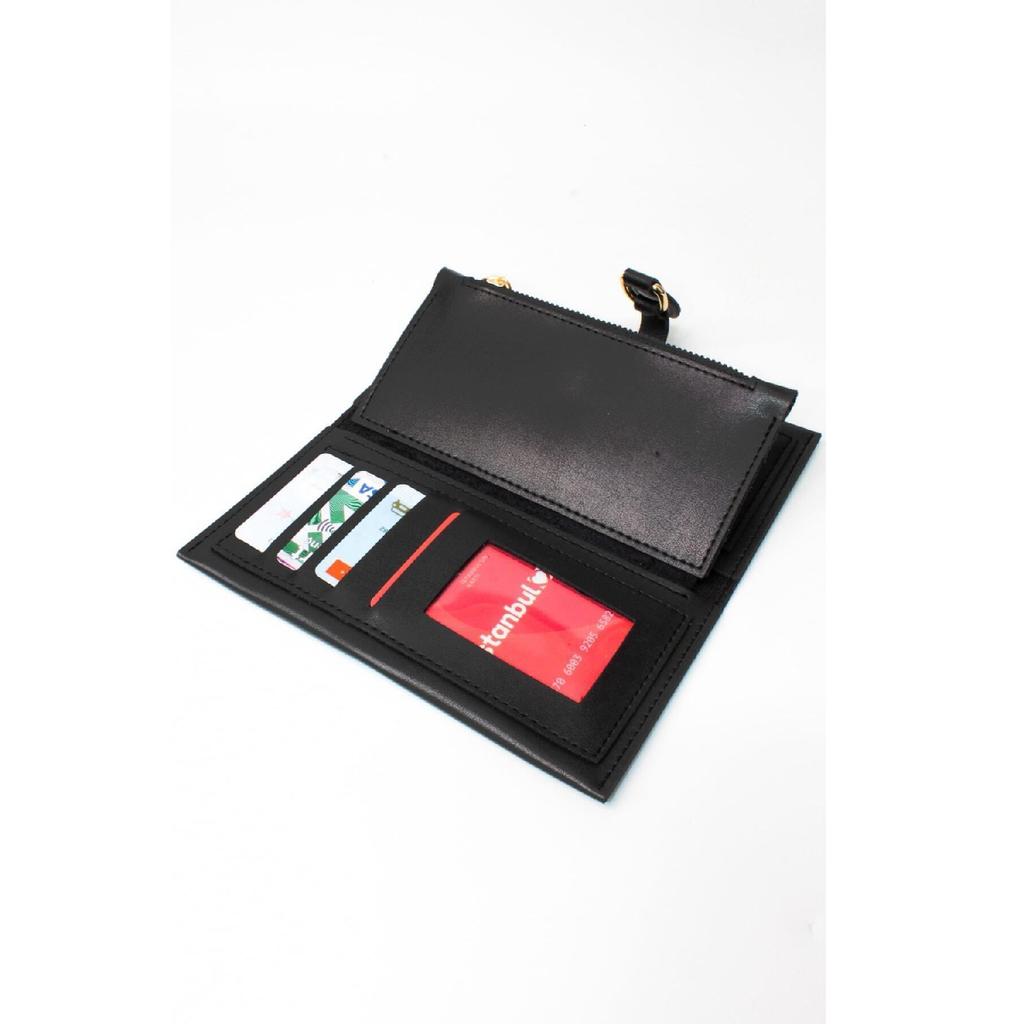 Soft Leather Orange Women's Wallet Accessory With Snap Fasteners, Multi-compartments, Zipper In The Middle And Phone Holder