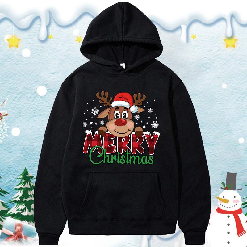 2025 Merry Christmas Cotton Printed Hoodie Neutral Spring and Autumn Lovely Pullover Long Sleeve Men's Casual Comfortable Hoodie