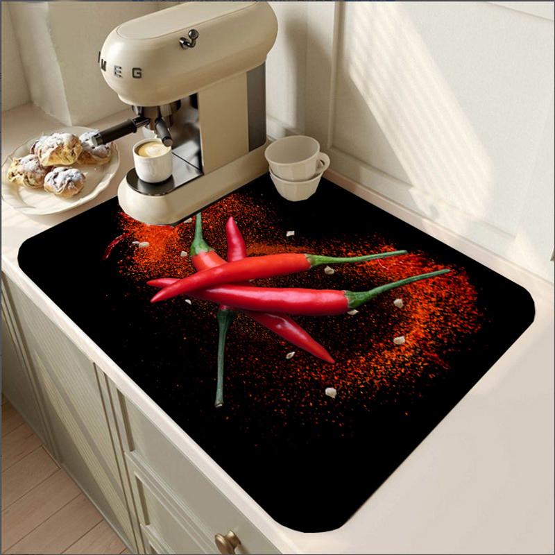 1 шт., фруктовый резиновый коврик для сушки с ретро-посудой для кофе для кофейни, кухонный ковер, посуда, прочный коврик для стола из диатомовой грязи, коврик для посуды для домашних животных