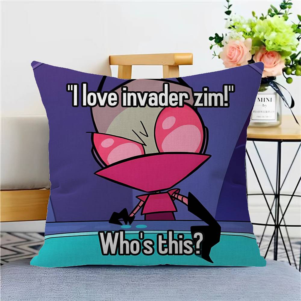 Funny Anime Invader ZIM Cushion Cover Inches Farmhouse Decor Home Throw Pillow Covers for Couch Decorations
