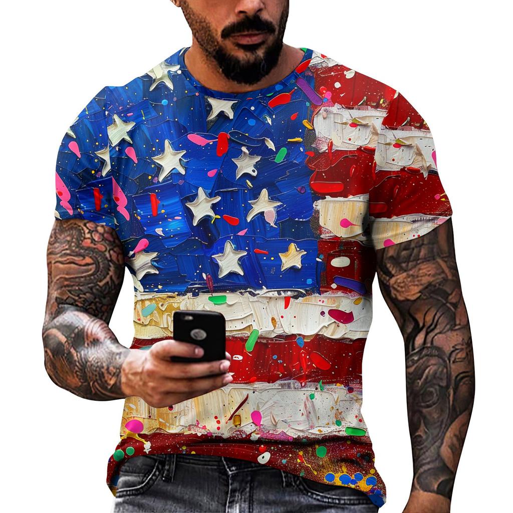 Принт «День независимости» — мужская повседневная футболка с круглым вырезом и короткими рукавами