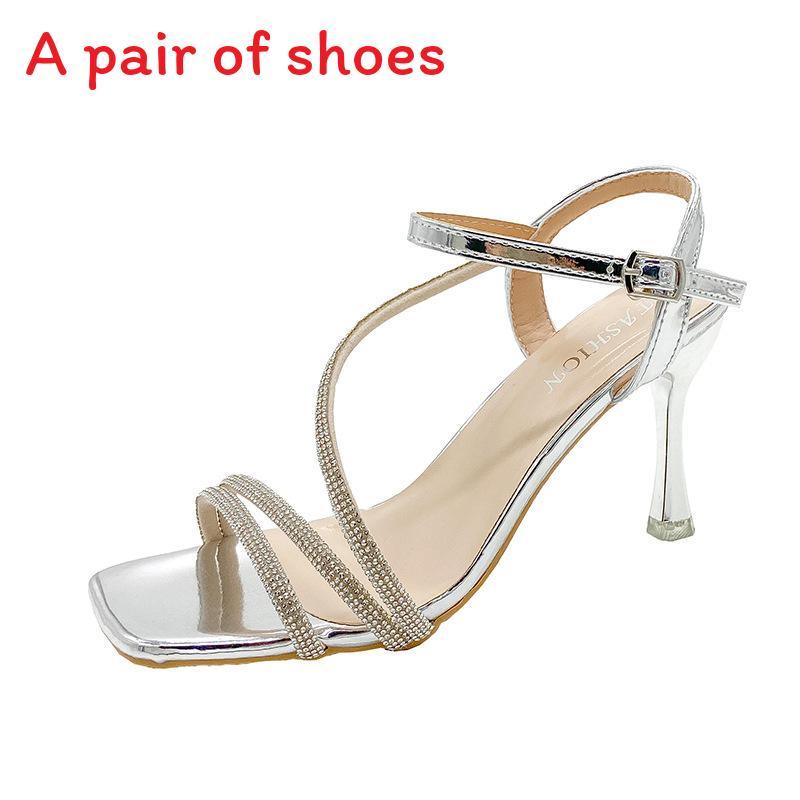 Fashion Slipon High Heels For Women With Waterdiamond Embellishments For Summer Parties