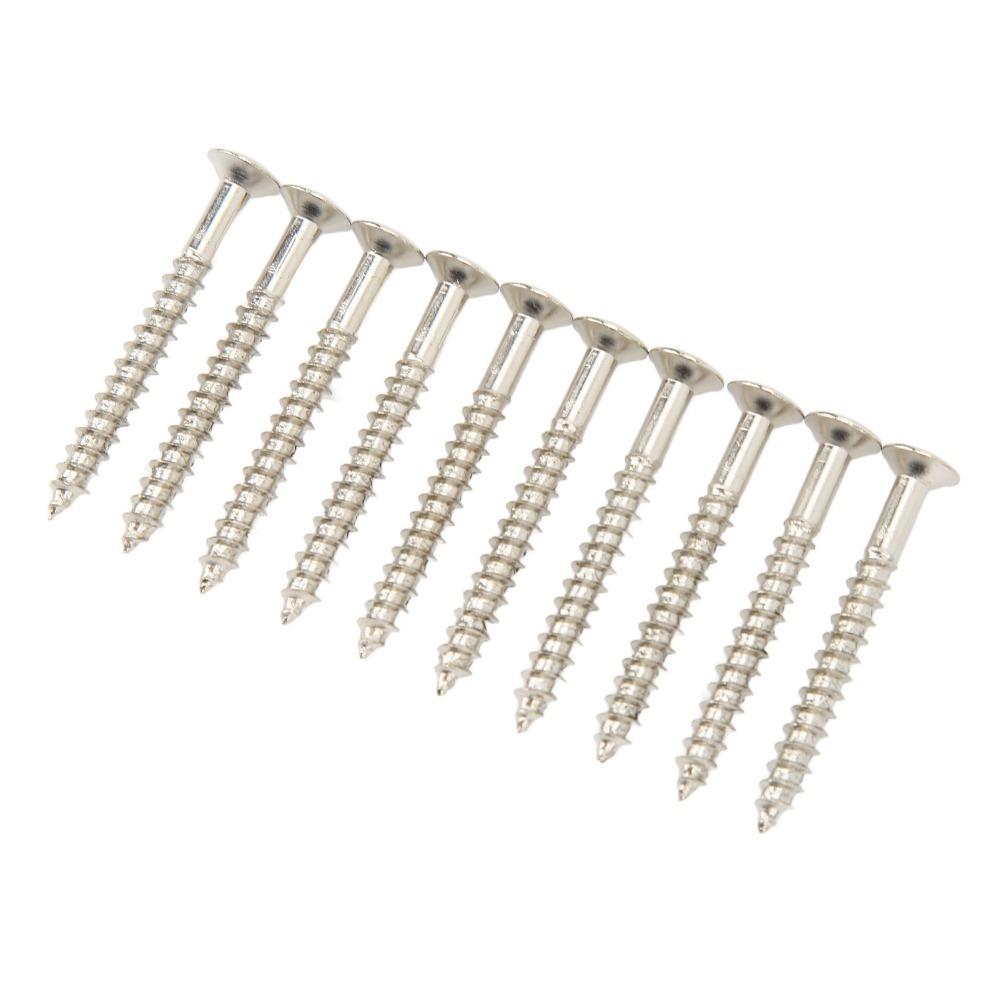 10PCS Metal Guitar Neck Mounting Screws Silver Neckplate Mounting Screws For Guitar