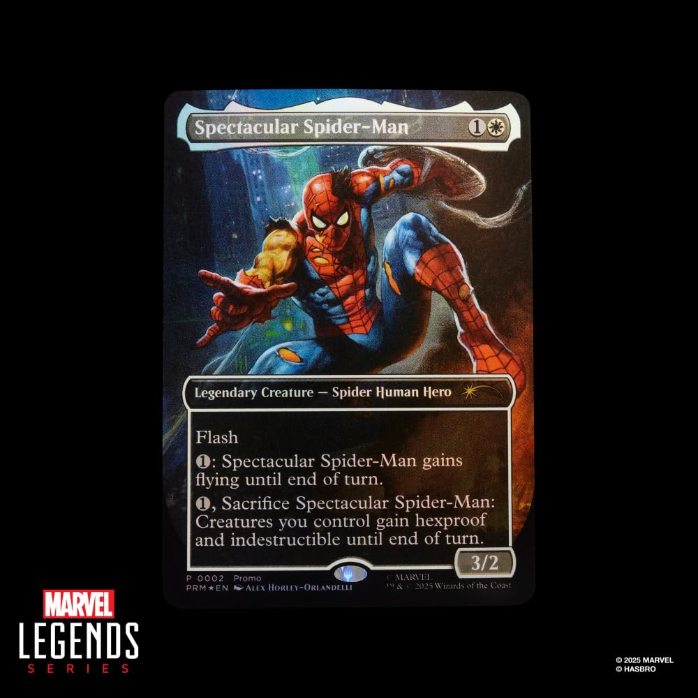 Hasbro Серия Marvel Legends «Магия»: "Сбор" Паук-Человек с боевыми повреждениями 15 см Игрушка-фигурка + Лимитированная фольгированная коллекционная карточка