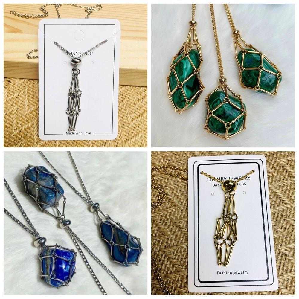 Серебряный цвет кристаллическая сетка металлическое ожерелье медная цепочка ожерелья камень держатель ожерелье вечерние