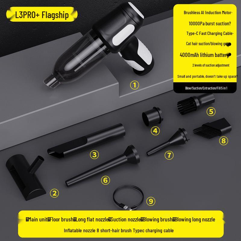 Compact Dual-Use Wireless Car Vacuum Cleaner with Super Suction and Blowing Function for Home and Car