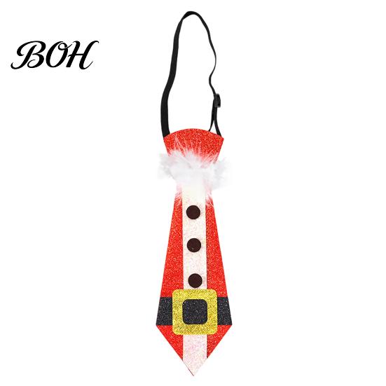 Festive Elk Necktie for Kids Adjustable Glitter Christmas Necktie, Non-woven Fabric Holiday Dress Up Costume Tie Adults Accessories, Sparkling