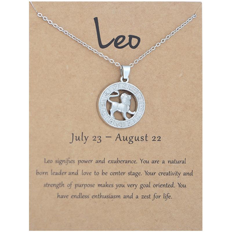 12 Zodiac Signs 3D Image Pendant Necklace Ins In Stock Zodiac Card Collarbone Chain