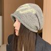 Уличная универсальная шапка женская осенне-зимняя теплая вязаная шапка в ленивом стиле ретро головной убор показывающая лицо маленькая холодная шапка