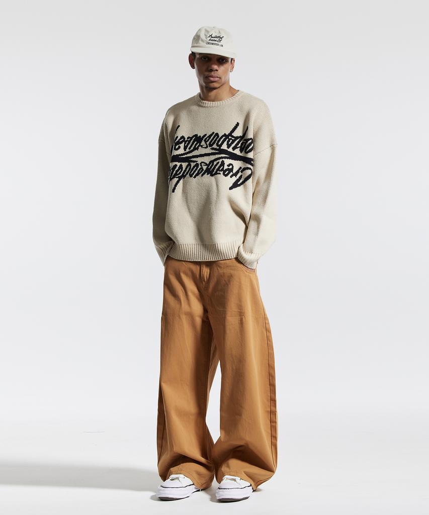 CREAM SODA LAB Handkerchief Wide Balloon Curved Pants Camel