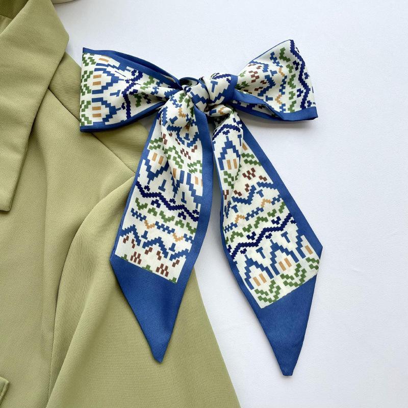 Long Silk Scarf, High-end New Versatile Hair Tie Streamer, Atmosphere Ribbon, Spring and Summer Decorative Scarf, Tied Bag Streamer