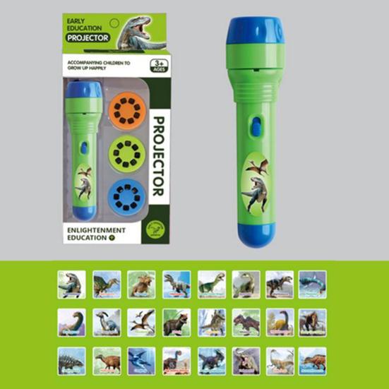 Kids Flashlight Toy with Dinosaur Animal Patterns Slide Projector Educational Fun