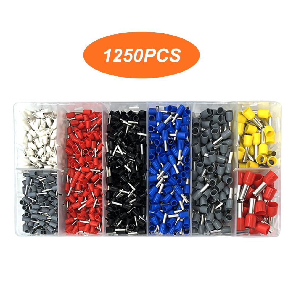 1250 шт. HSC8 6-4A трубчатый терминал, белый, черный, красный, синий, желтый, серый, разные цвета, 0,25-10 мм2