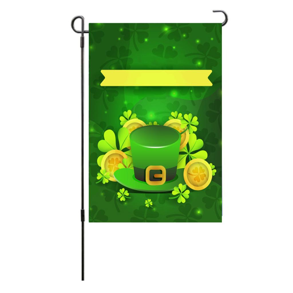 St Patricks Day Flag Double Sided Decorative Machine Washable Irish Garden Flag for Lawn Courtyard P