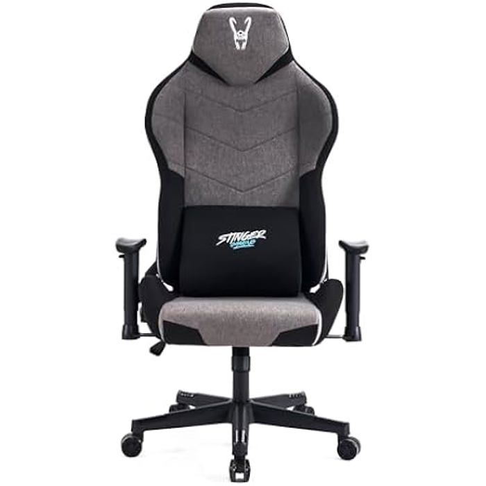 Woxter Stinger StationTitan Dark Chaise de gaming de bureau (gamer, axe acier, levage au gaz, tissu anti-taches, ergonomique,