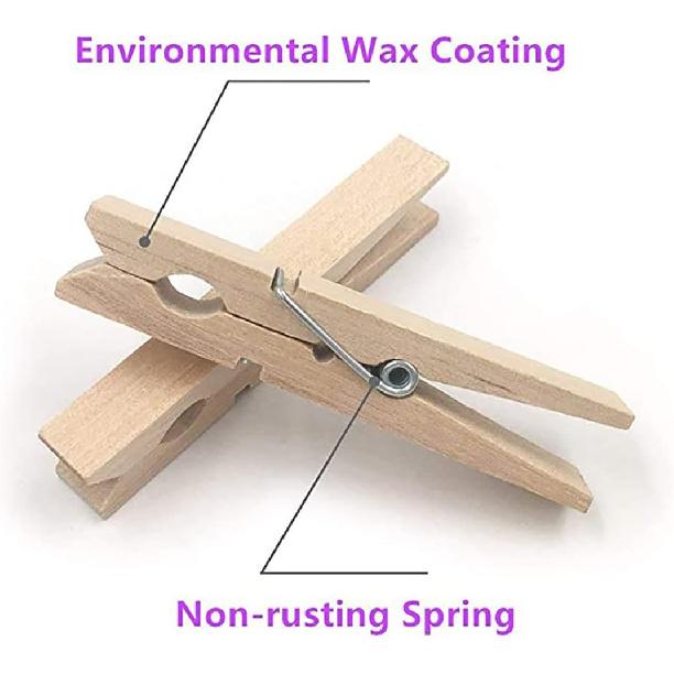 Mini Clothesp, Mini Natural Wooden Clothesp with Jute Twine, Multi-Function Clothesp Photo Paper Peg Pin Craft Clips (Natural 250 Pcs)
