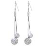 Shamballa Cherry Tassel Earrings Long Dangle Drop Earrings for Women Full Rhinestone Copper Silver