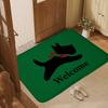 Scottish Terrier Welcome Doormat Black Scottie Dog Red Plaid Scarf Green Entrance Rug Cute Dog Welcome Floor Mat Home Decor