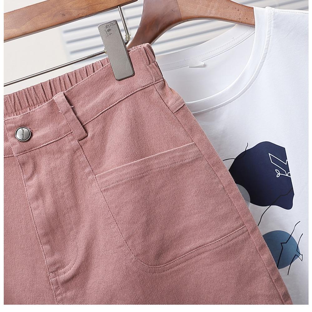 DIMANAF Plus Size 2025 Женские шорты, брюки, летние свободные джинсы-шаровары, короткие базовые брюки с высокой талией и эластичным поясом